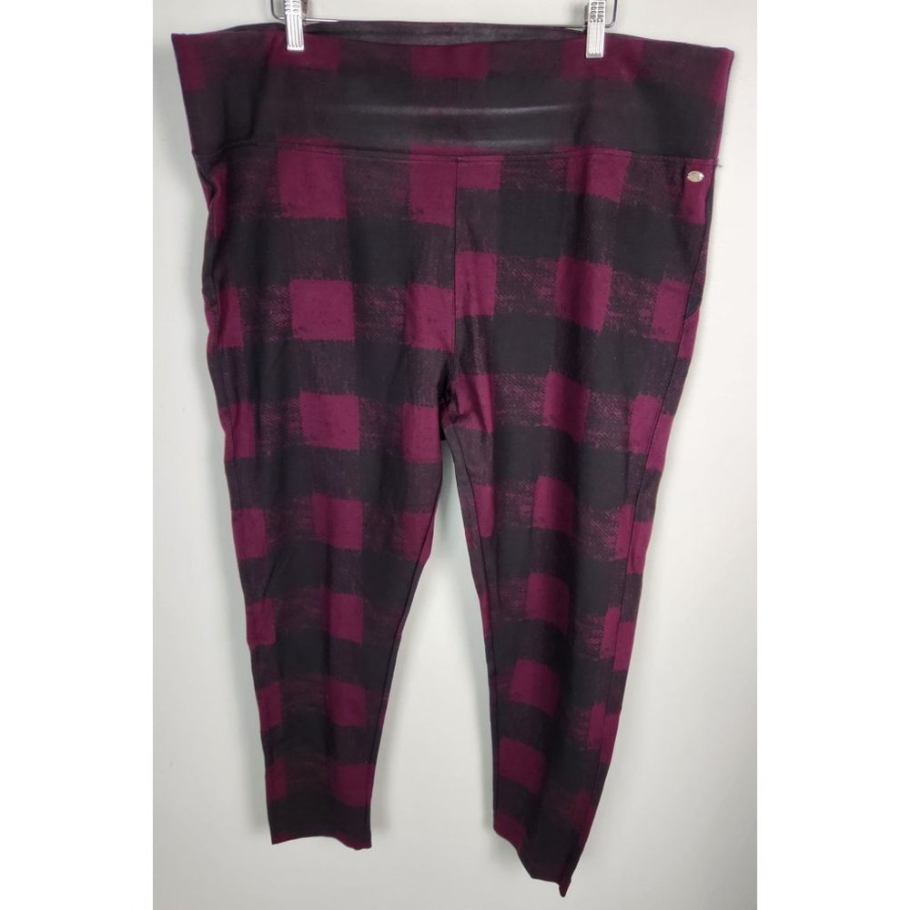 Melissa McCarthy Seven Women's Sz. 3X Purple & Black Plaid Thick Leggings